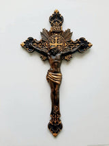 Wooden Wall Crucifix Natural Wood - Different colors - Any size - Christ Cross - Personalized Christian wooden carved Pediment Kozakworkshop