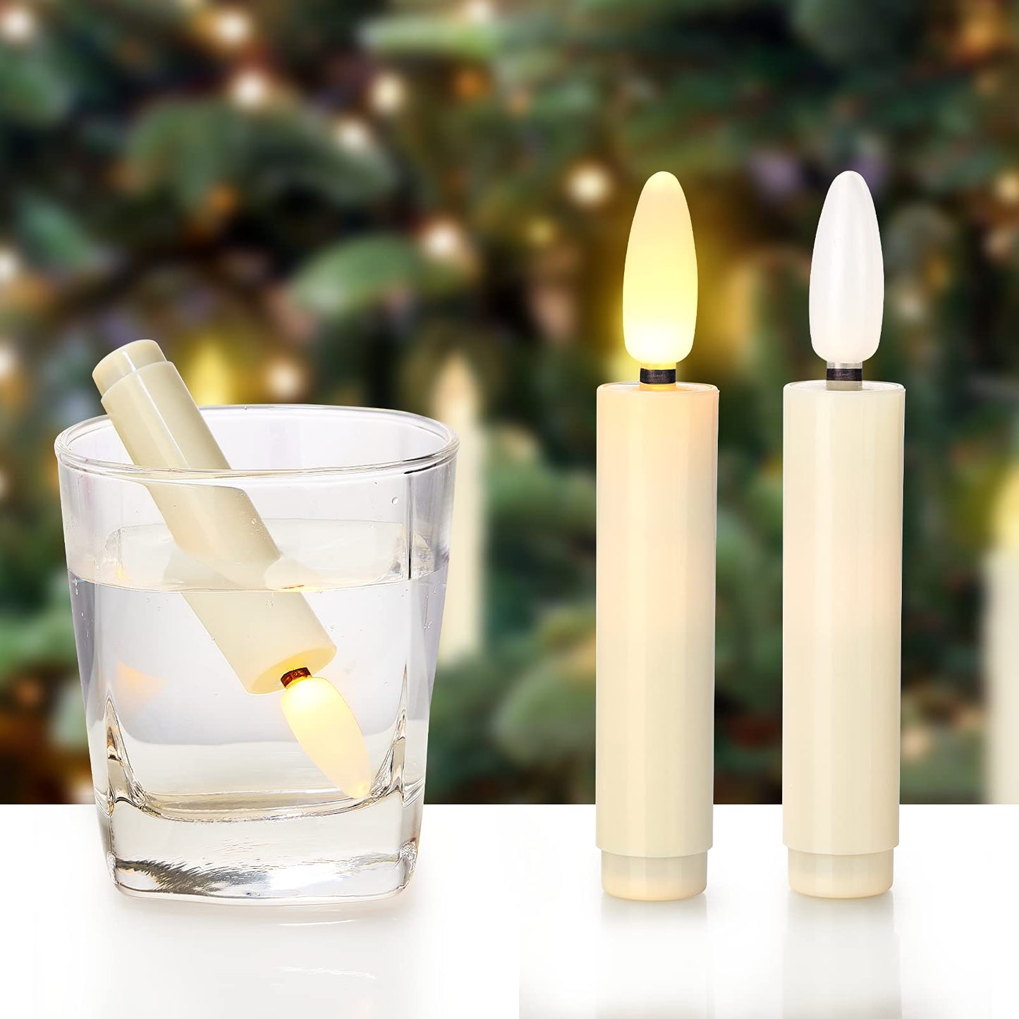 FPOO 20 PCS Christmas Tree Candles Lights Flickering,Clip on Candle Battery Operated Taper Candle Stick with Timer,Mini Flameless Candles for Wreath Candelabra Waterproof Outdoor