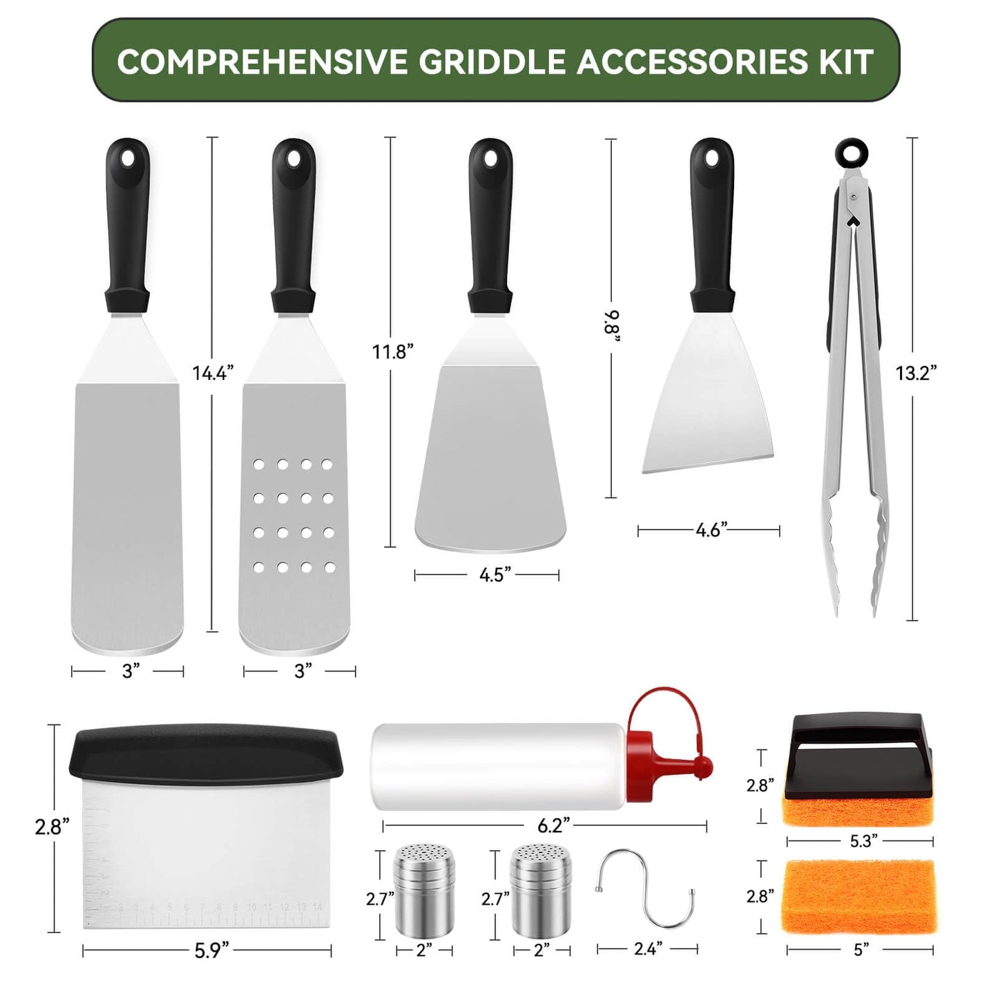 Griddle Accessories Kit for Blackstone,19Pcs Flat Top Grill Accessories Set for Camp Chef,BBQ Spatula Set with Scraper for Outdoor Grill Camping Cooking