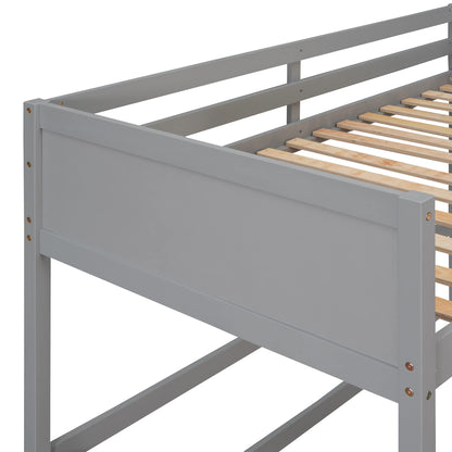 High-Quality Grey Twin Size Loft Bed with Ladder and Safety Rail by Harper & Bright Designs - WoodArtSupply