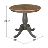 IC International Concepts Round Top Pedestal Dining Table, Hickory/Washed Coal IC International Concepts