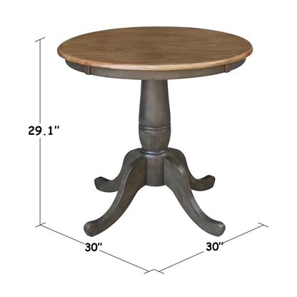IC International Concepts Round Top Pedestal Dining Table, Hickory/Washed Coal
