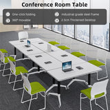 Conference Table, Folding Conference Room Tables with Flip-Top Design, Mobile Seminars Dynamic Meetings Training Tables for Offices, Classrooms, and Meeting Room (Gray, 47.2×15.7×29.5in) Mxespoir
