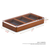 Oirlv Solid Wooden Glass Top Jewelry Display Case,Wooden Small Jewelry Tray for Collectibles Home Organization Accessories Storage Box with Lid(Grey) Oirlv