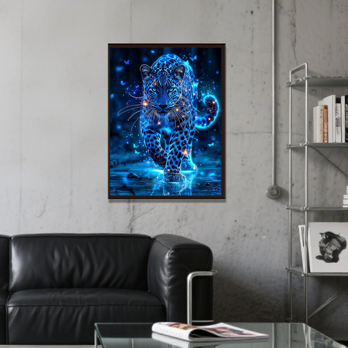 Ohhvvow Glowing Cheetah Diamond Painting Kits for Adults, 12x16 Inch 5D DIY Full Round Drill Diamond Art Dots for Home Wall Decor, Gift for DIY Craft Lovers & Beginners Ohhvvow