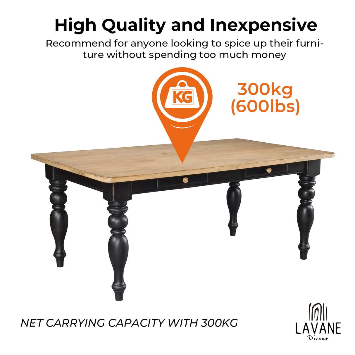 La Vane 16x3.5x3.5inch Chunky Farmhouse Table Legs, Set of 4 Unfinished Rubber Wood Replacement Table Legs for Bench Coffee Table Dining Table La Vane