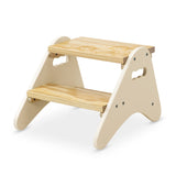 B. toys- B. spaces- Step Stool for Kids – Ivory & Wood Stepping Stool for The Bedroom, Bathroom, Kitchen – Furniture for Toddlers – Peek-A-Boost – 2 Years + B. toys