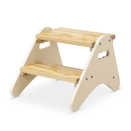 B. toys- B. spaces- Step Stool for Kids – Ivory & Wood Stepping Stool for The Bedroom, Bathroom, Kitchen – Furniture for Toddlers – Peek-A-Boost – 2 Years + B. toys