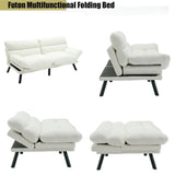 Modern Teddy Velvet Convertible Folding Futon Couch Sofa Bed Adjustable Pillow Top Arm Memory Foam Couch Double Loveseat Sofa for Compact Living Space,Dorm,Game Studio,Apartment,Bedroom (White Teddy) Klwenas Maec