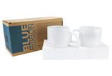 BLUE RIBBON White Sublimation Plain Blank Coffee Mugs, Hot Chocolate Mugs, Ceramic Mugs, Hot Cocoa Mugs, Mug Sets, Gift Pack of 2 11 oz BLUE RIBBON