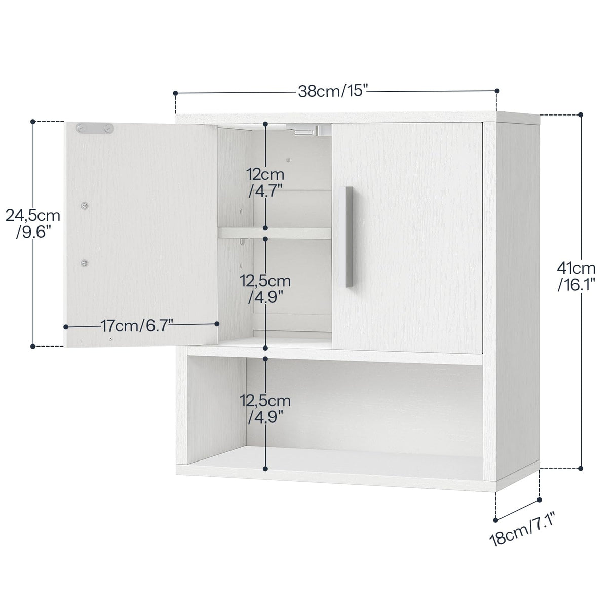 HOOBRO Bathroom Wall Cabinet, Medicine Cabinet, 15 x 7.1 x 16.1Inches, Adjustable Shelf, Over The Toilet Wall Storage Cabinet, for Bathroom, Bedroom, White HOOBRO