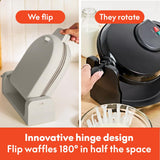 bella Flip-n-Store Waffle Maker with EverGood™ Ceramic Nonstick Coating, Fits-anywhere™ Kitchenware, Power Indicator Light, Cool Touch Handle & Cord Wrap, 7” Wide & 1" Deep Plates, 1000 Watt, Oatmilk BELLA