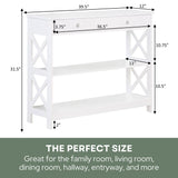 Convenience Concepts Oxford 1 Drawer Console Table with Shelves, White Convenience Concepts