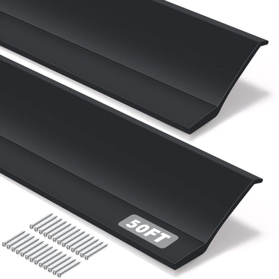 Weatherproofing Garage Door Seals Top and Sides Seal Strip PVC Garage Door Weather Stripping with Screws(Black, 50 ft)