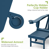 GREENVINES Adirondack-Chairs-with-Ottoman | Set of 2 | Folding | Retractable-Footrest | HDPE Plastic | All Weather Fire Pit Chair | Cup Holders | Blue | for Outdoor Poolside GREENVINES