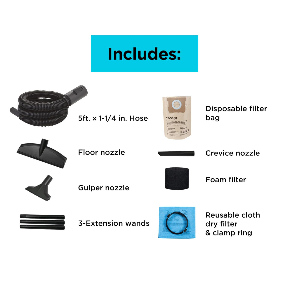 BLACK+DECKER 5 Gallon Shop Vacuum Wet and Dry, 4.0 Peak HP, Stainless Steel Tank, Shop Vac with Accessories for Home, Pet, Workshop and Car(BDXV18143) BLACK+DECKER