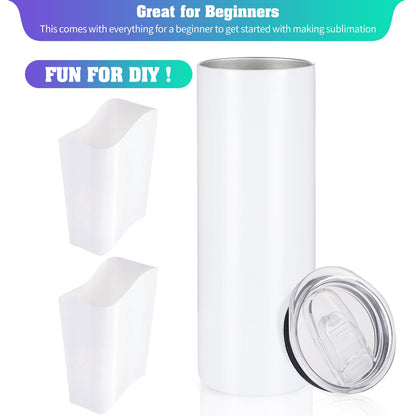 YOUKE OLA 10 Pack Sublimation Tumblers Bulk 30oz - Blanks Straight Skinny Tumbler White Stainless Steel Insulated Sublimation Tumblers Polymer Coating for Heat Transfer with Straws, Lids - WoodArtSupply