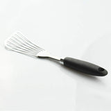 304 Stainless Steel Fish Spatula, Non-Slip Ergonomic Handle Slotted Spatula, Black JXWING