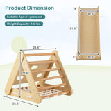 Costzon 4 in 1 Climbing Toy for Toddlers, 3-Sided Montessori Wooden Triangle Climber with Sliding Ramp, Climbing Net & Board, Kids Boys Girls Indoor Home Daycare Gym Playset Birthday Costzon