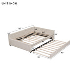 Brisca Queen Linen Upholstered Platform USB Ports and Twin Size Trundle,Modern Wooden Bed Frame w/Wood Slats Support,No Box Spring Required,for Dormitory,Apartment,Beige Brisca