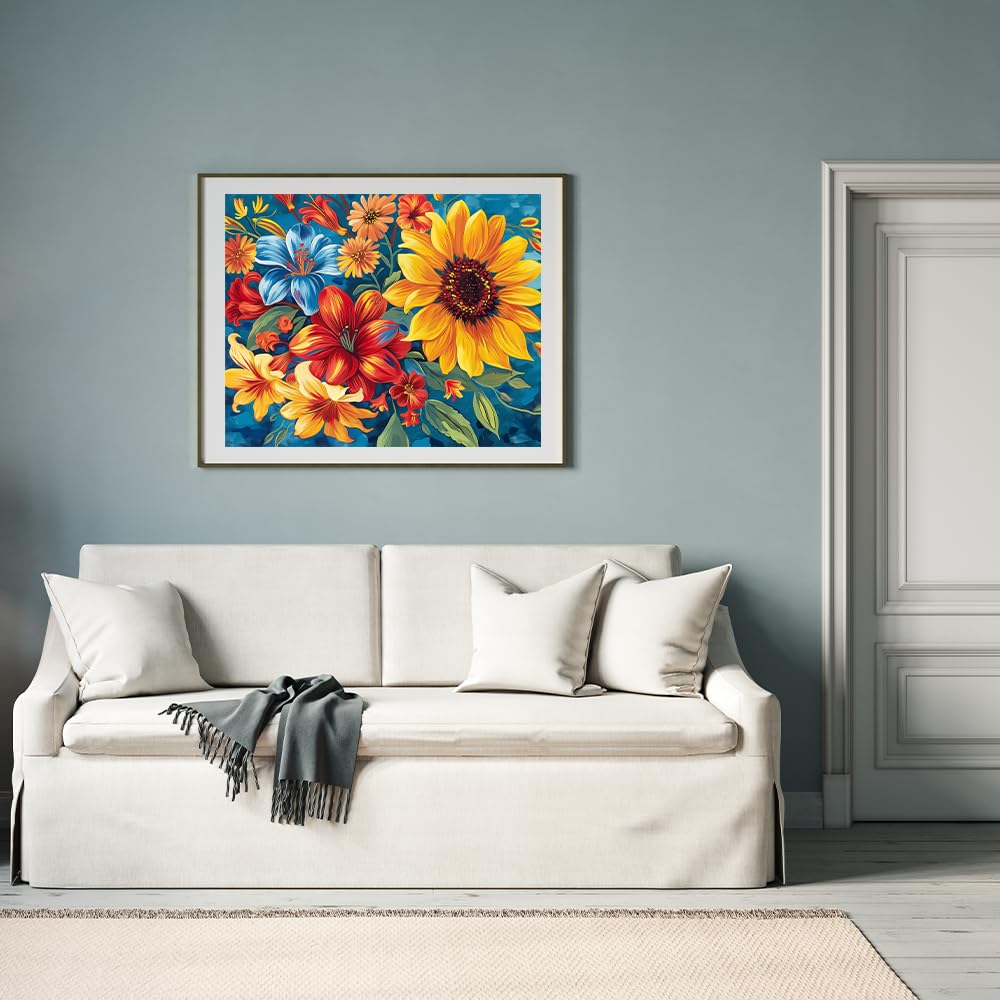 Natuyalo Paint by Numbers for Adults - DIY Adult Paint by Number Kits Painting on Canvas Sunflower Painting by Numbers for Beginners, Flowers Art Craft Kits for Adults (16x20 Inch) Natuyalo