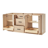 ARIEL Kelly 72 Double inch Bathroom Vanity Without Sink in White Oak, Bathroom Base Cabinet ARIEL