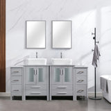 eclife 72" Modern Bathroom Vanity Sink Combo Gray W/Small Side Cabinets White Rectangle Ceramic Vessel Sink & Water Save Faucet & Pop Up Drain (2T03) eclife