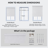 Joydeco 100% Blackout Roller Shades Cordless Blinds for Windows, Free-Stop Shades, UV Protection, Natural Woven Blinds for Home and Office, Light-Proof Aluminum Cover (35" W x 75" H, White) Joydeco