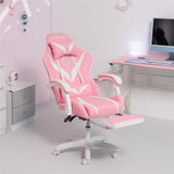 HOFFREE Pink Gaming Chair with Massage for Girls Cute Computer Gamer Chair with Footrest and Lumbar Support Reclining PC Game Chair with Headrest for Gaming Room HOFFREE