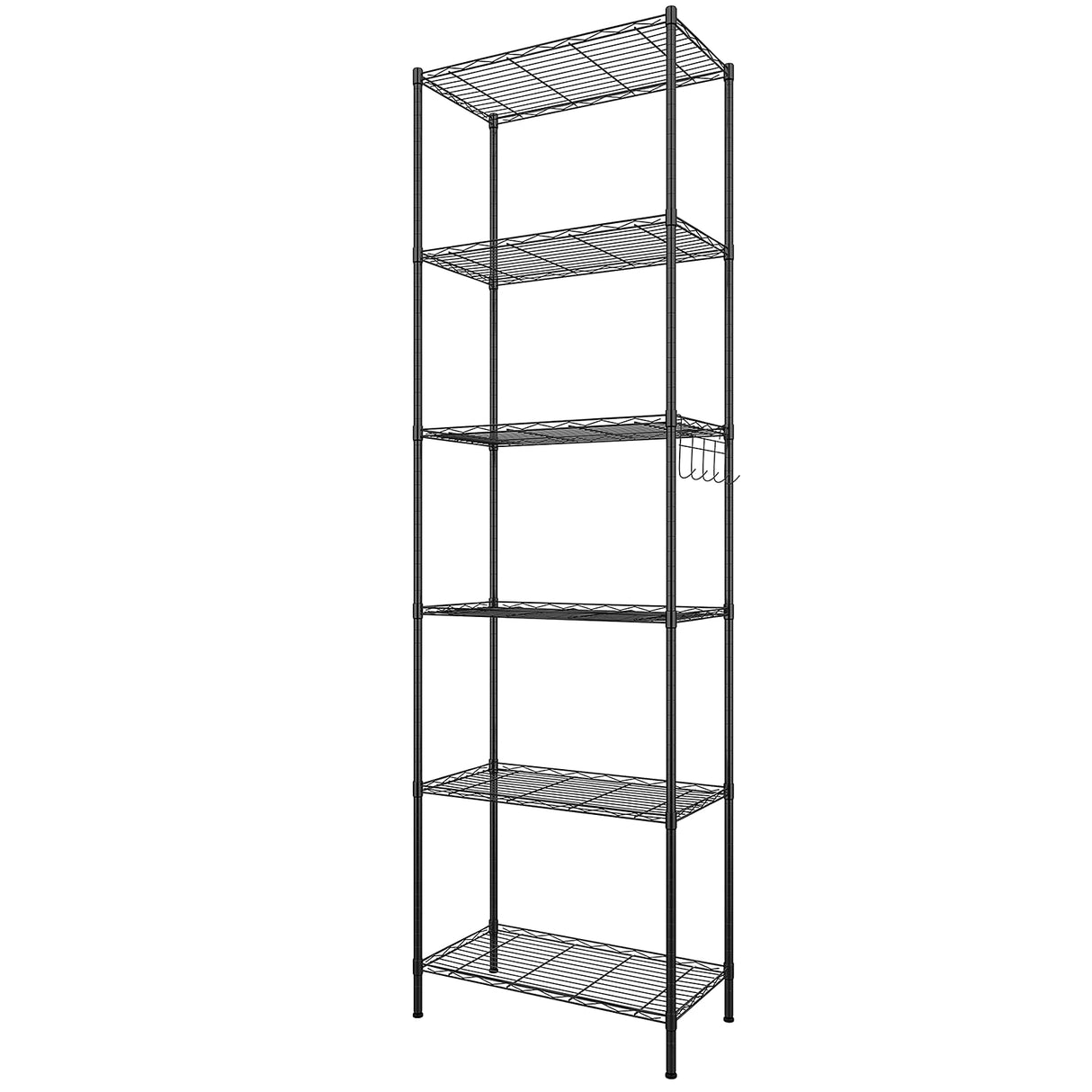 Himimi 6-Tier Wire Shelving Unit, Free Standing Shelf, Metal Storage Shelves, Heavy Duty Organizer Rack for Garage, Kitchen, Living Room, Bathroom, 21.26L x 11.42W x 62.99H, Black Himimi