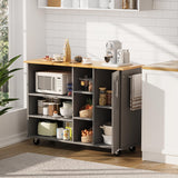 SUNLEI Kitchen Island on Wheels with Storage Cabinet & Drawer, 47.2" Large Kitchen Cabinet with Open Shelves, Cart Handle for Towel Rack or Free Mobility, Portable Islands for Kitchen(Grey) SUNLEI