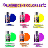 OPHIR Premixed Acrylic Pouring Paint Set, 3.8OZ/Bottle, High Flow Water-Based Pour Paint Supplies for Pouring on Canvas, Wood, Rocks, Light Blue, Fluorescent Pink Yellow Green Orange Purple, 6 Colors OPHIR