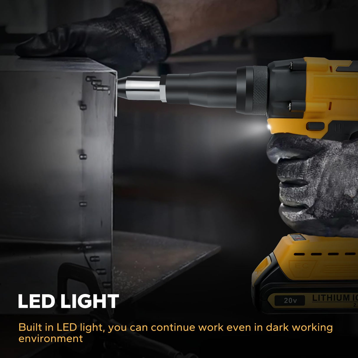 LouSdZoke Cordless Rivet Gun for DeWalt 20V,Electric Rivet Gun, Brushless Rivet Gun Tool for Rivets(1/8'', 5/32'', 3/16") LouSdZoke