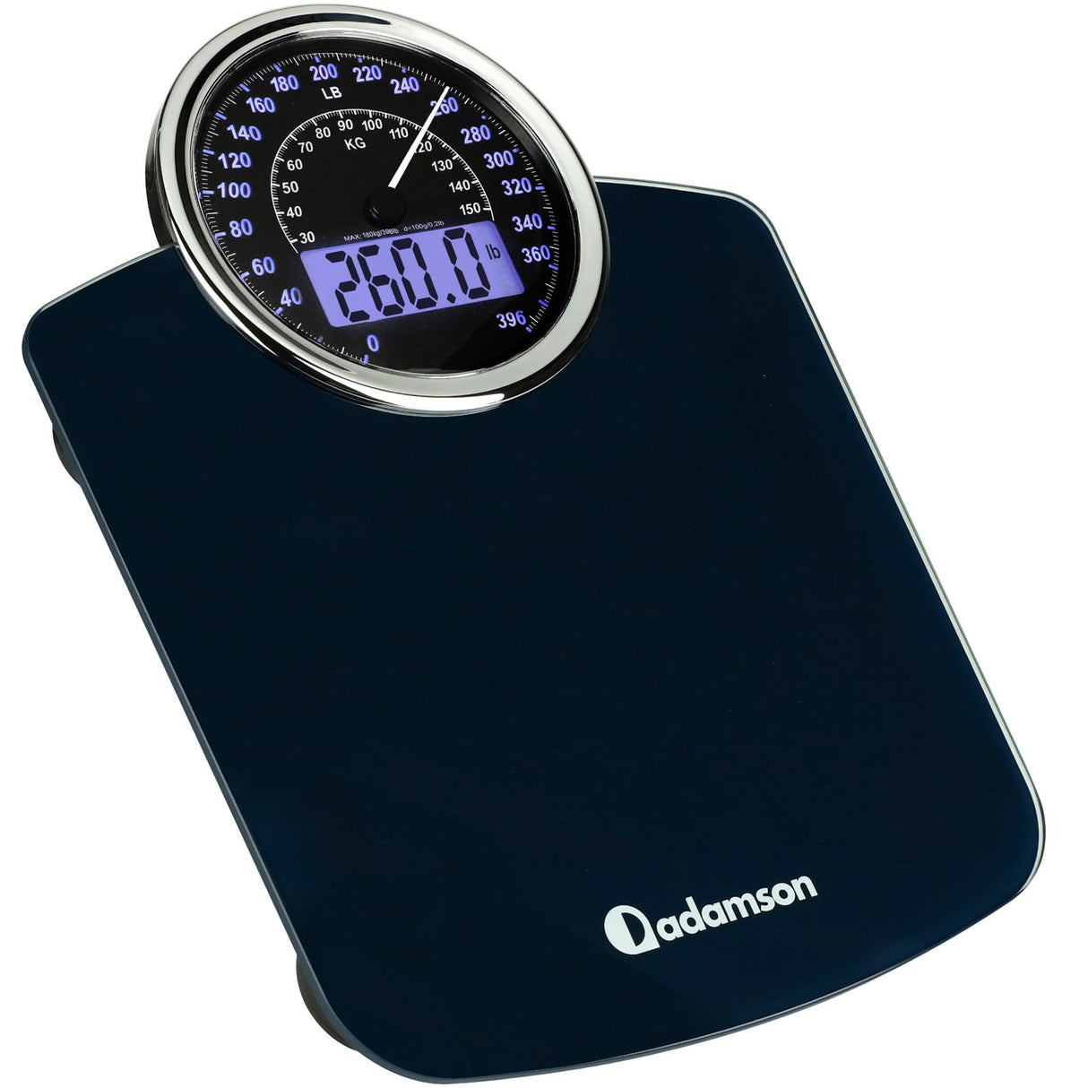 Adamson Hybrid 2-in-1 Analog & Digital Weighing Scale for Body Weight up to 400lbs - Thick Tempered Glass - Extra Large Display - Easy to Read Digital Bathroom Scale - New Adamson