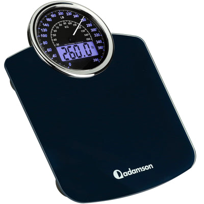 Adamson Hybrid 2-in-1 Analog & Digital Weighing Scale for Body Weight up to 400lbs - Thick Tempered Glass - Extra Large Display - Easy to Read Digital Bathroom Scale - New