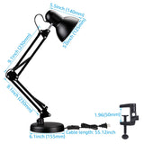 TORCHSTAR Metal Desk Lamp with Clamp, Swing Arm , Architect Adjustable Gooseneck Table Lamp, Clip Desk Lights for Home Office, Work, Study, Reading, E26 Base, Multi-Joint, Black TORCHSTAR
