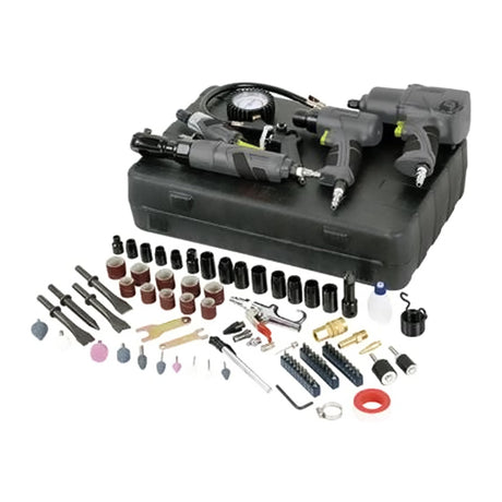 Master Mechanic 100 Piece Air Tool Kit with Impact Wrench, Straight Die Grinder, and Ratchet Wrench for Tools and Home Improvement, Black Frita