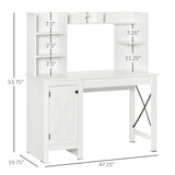 HOMCOM Farmhouse Computer Desk with Hutch and Cabinet, Home office Desk with Storage, for Study, White HOMCOM