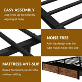 Farmhouse Full Bed Frame with Bookcase Headboard and Storage Drawers, LED Lights and Charging Station, No Box Spring Needed, Noise Free, Vintage Brown Fastroby