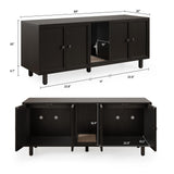 ONBRILL 59 Inches Cat Litter Box Enclosure for 2 Cats, Hidden Litter Boxes Furniture with Cat Scratch Pad, Large Indoor Pet House with Double Room, Wooden TV Stand Side Table, Black ONBRILL