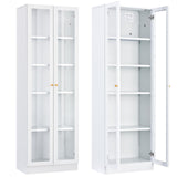 IRONMIX 70.87 Inch Tall White Enclosed Bookshelf with Acrylic Door and Adjustable Shelves IRONMIX
