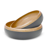 TPIA 11.81" Spun Bamboo Fruit Bowl, Bamboo fruit basket, fruit bowl for kitchen counter, Decorative Bowl,Fruit bowl,Wooden bowl,Decorative bamboo bowl,Bamboo salad bowl (Grey, Pack of 2) TPIA