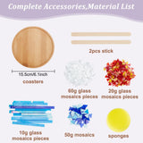 WEBEEDY DIY Mosaic Craft Kit - Flower Mosaic Bamboo Coasters for Adults, Blue Style Glass Tiles, 6.1 WEBEEDY