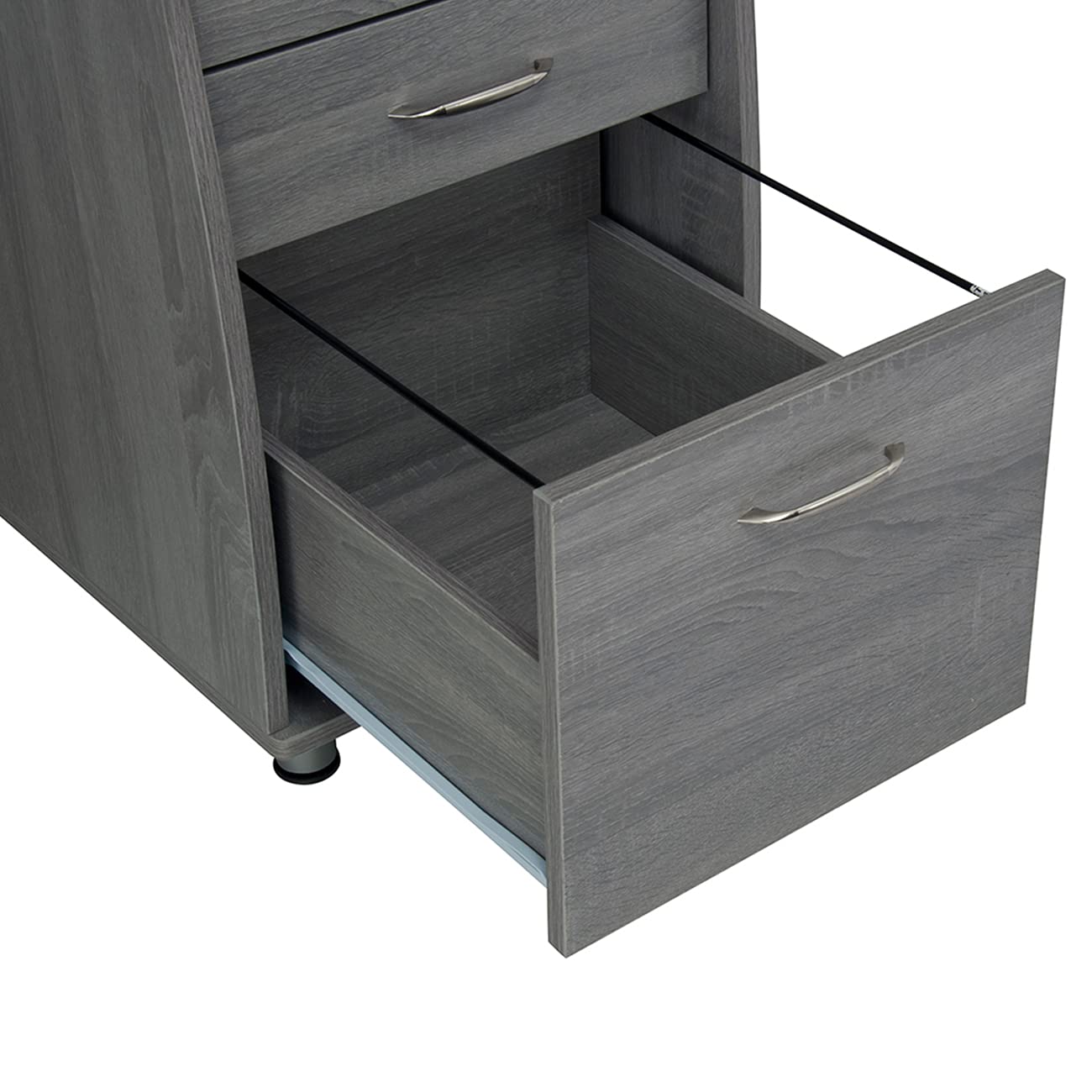 47.5'' Computer Desk with File Cabinet and Drawers, Storage Cabinet with Removable Shelf and Ventilation for CPU, Home Office Desk or Computer Workstation with Keyboard Tray, Grey