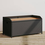 vidaXL Outdoor Storage Bench - Black Poly Rattan & Acacia Wood with Water- Storage Bag, 39.4"x19.7"x20.5" vidaXL