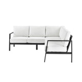 Linon Greyton Black Aluminum Frame Outdoor Sectional with White Removable Cushions Linon