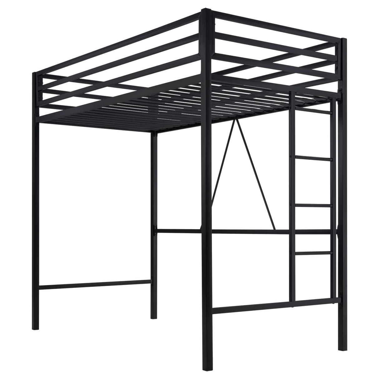 Heavy Duty SHA CERLIN Junior Loft Bed Twin Size with Full-Length Guardrail & Removable Stairs, Space-Saving Design, Noise-Free, Black SHA CERLIN