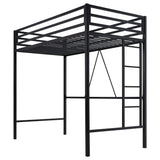 Heavy Duty SHA CERLIN Junior Loft Bed Twin Size with Full-Length Guardrail & Removable Stairs, Space-Saving Design, Noise-Free, Black SHA CERLIN