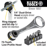 Klein Tools 65200 Ratchet Set, 5-Piece Mini Ratchet Set with Phillips, Slotted, and Adapter for Other Socket Sizes, For Tight Spaces Klein Tools