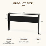 IKIFLY King Size LED Storage Headboard with Charging Station – Stylish Black Metal and Wood Design for Easy Bedroom Assembly IKIFLY